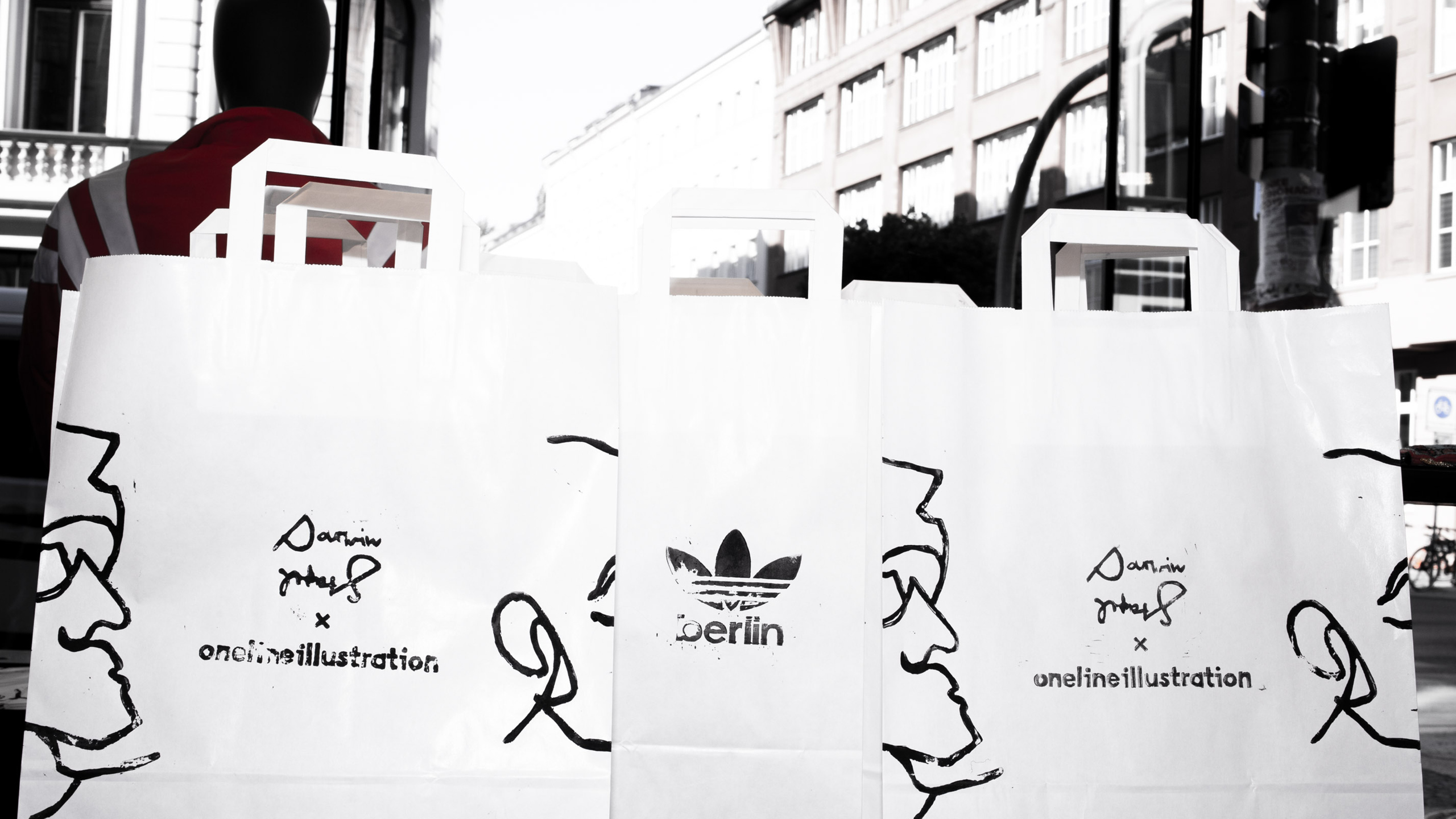Darwin Stapel; one line illustration; onelineillustration; adidas; adidas Deutschland; adidas originals; adidas Berlin; adidas Flagship Store Berlin Mitte; comissioned; studio for visual concepts; 